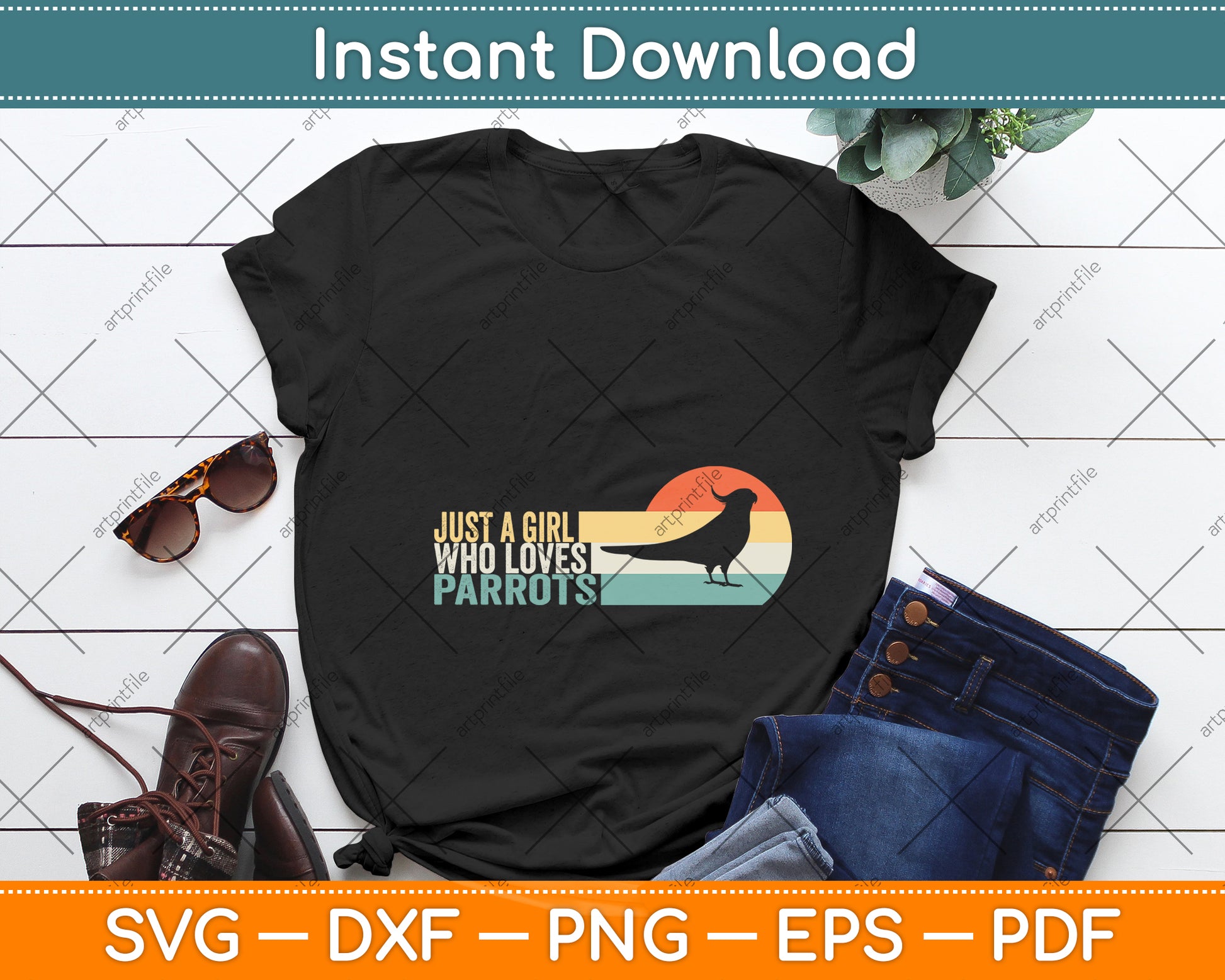 Just A Girl Who Loves Parrots Lover Parrot Girl Retro Svg Digital Cutting File