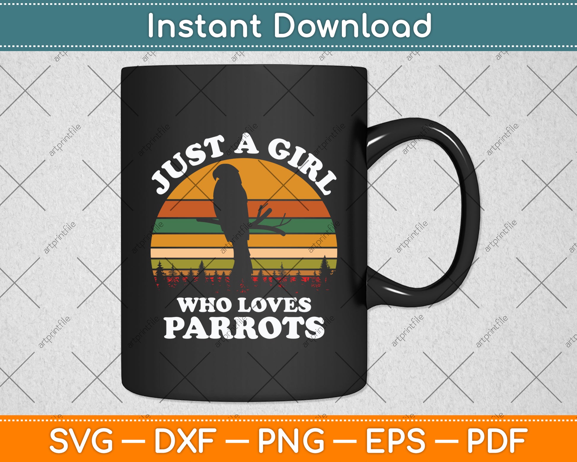 Just A Girl Who Loves Parrots Parrot Bird Vintage Svg Digital Cutting File