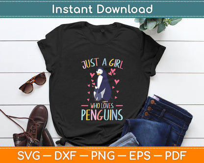 Just A Girl Who Loves Penguins Watercolor Svg Digital Cutting File