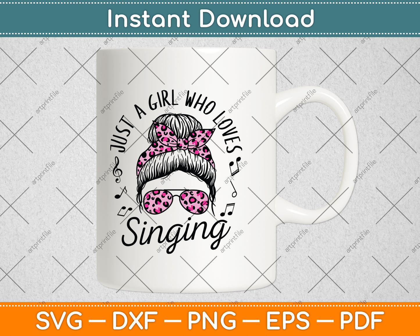 Just A Girl Who Loves Singing Hair Bun Svg Png Dxf Digital Cutting File