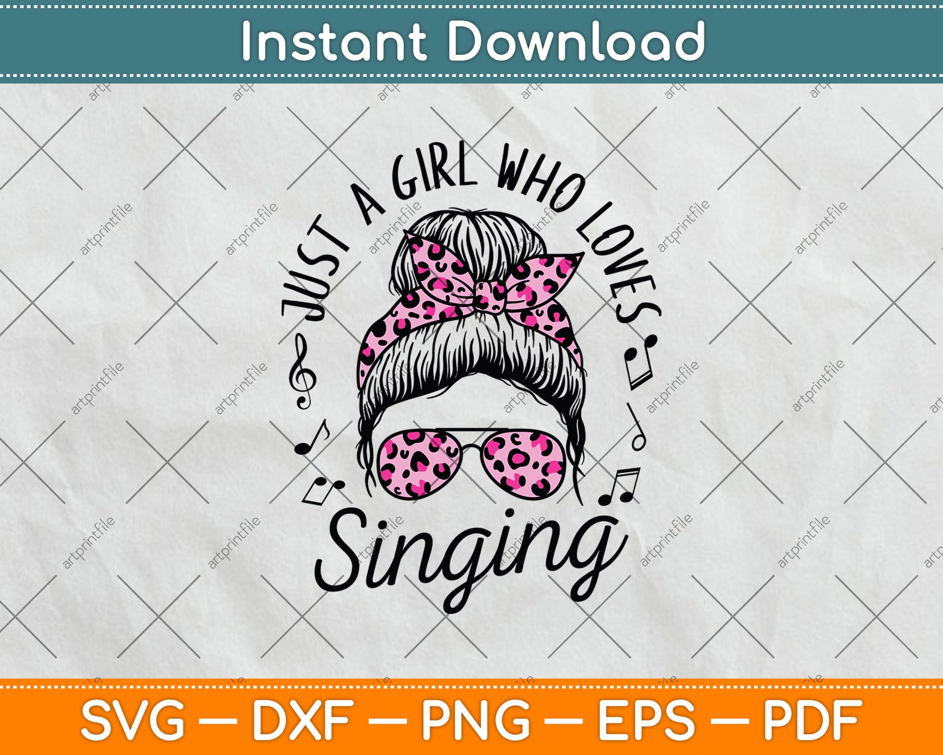 Just A Girl Who Loves Singing Hair Bun Svg Png Dxf Digital Cutting File