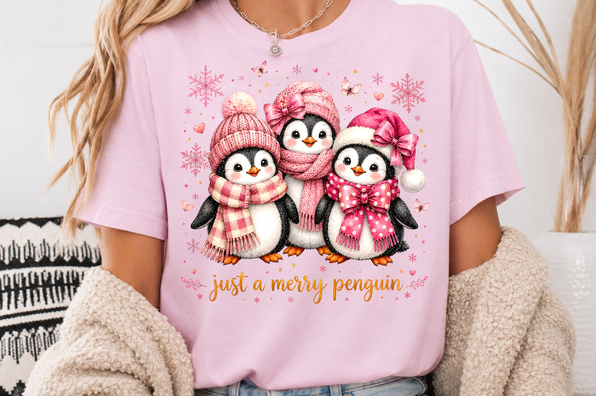 Just A Merry Penguin Christmas PNG Sublimation Design