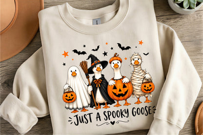 Just A Spooky Goose PNG | Halloween Goose Ghost Witch Pumpkin Mummy Clipart | Funny Spooky Season Sublimation Design