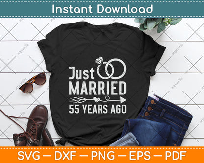 Just Married 55 Years Ago 55th Anniversary Svg Digital Cutting File