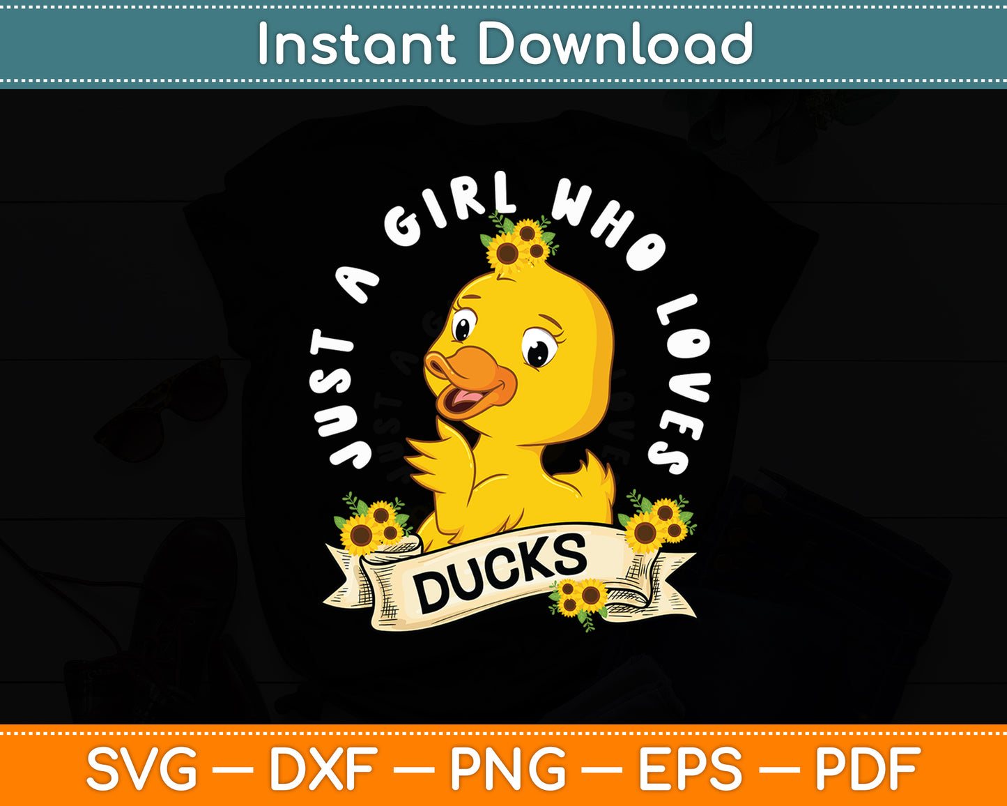Just a Girl Who Loves Ducks Cute Duck Svg Png Dxf Digital Cutting File