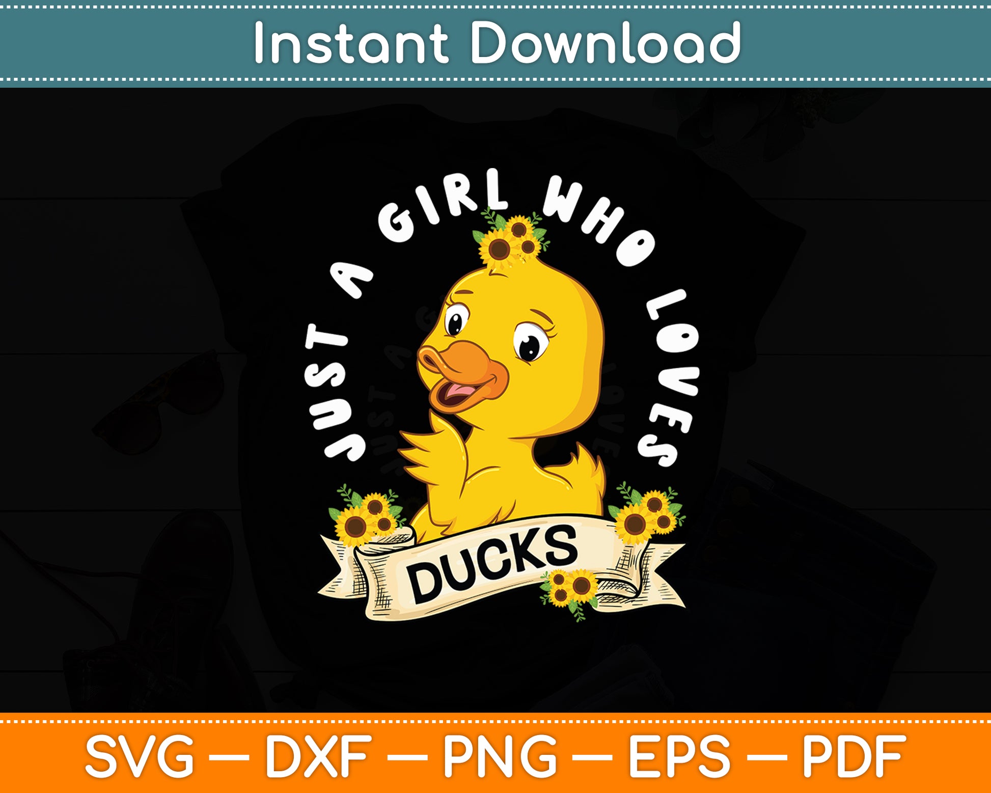 Just a Girl Who Loves Ducks Cute Duck Svg Png Dxf Digital Cutting File