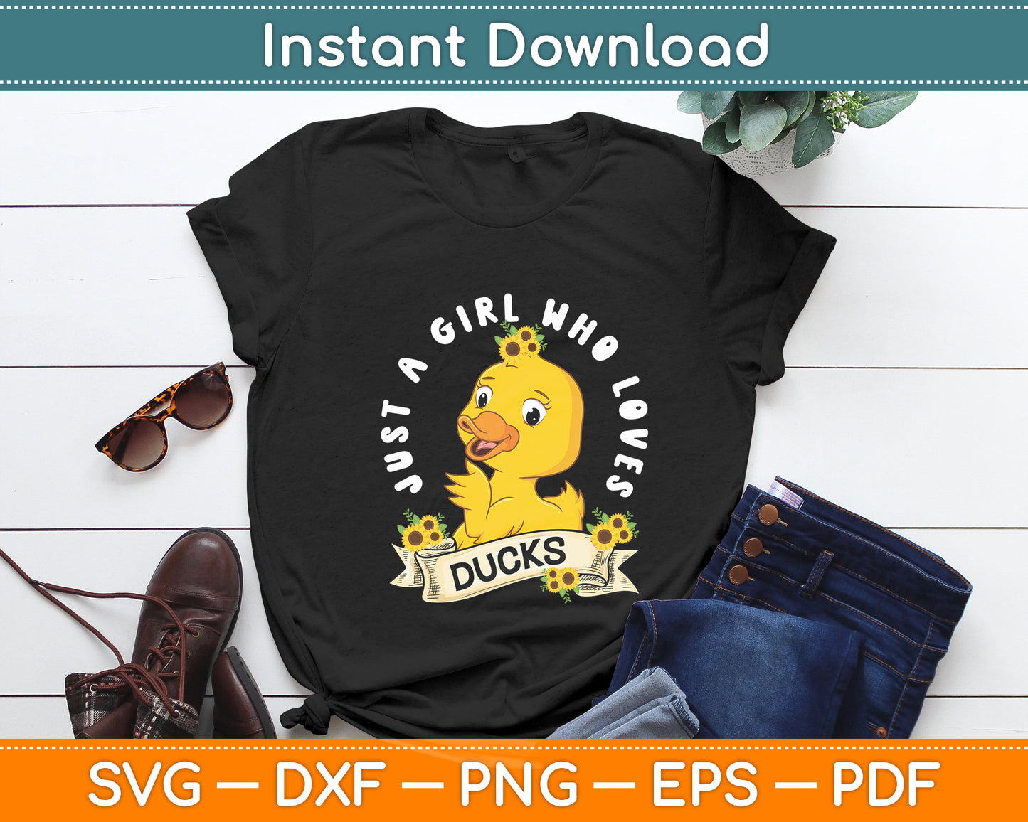 Just a Girl Who Loves Ducks Cute Duck Svg Png Dxf Digital Cutting File