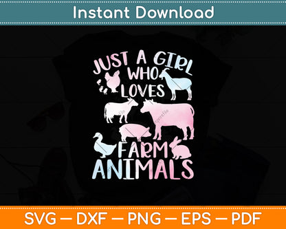 Just a Girl Who Loves Farm Animals Svg Digital Cutting File