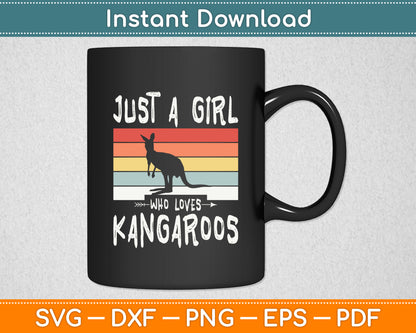 Just a Girl Who Loves Kangaroos Retro Vintage Svg Png Dxf Digital Cutting File
