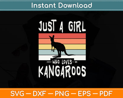 Just a Girl Who Loves Kangaroos Retro Vintage Svg Png Dxf Digital Cutting File