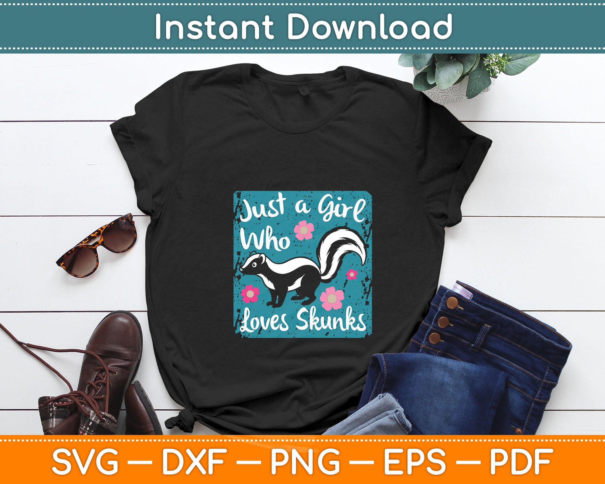 Just a Girl Who Loves Skunks Svg Design Digital Cutting File