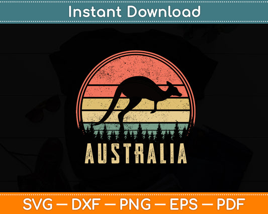 Kangaroo Aussie Zoo Animal Lover Australia Retro Svg Png Dxf Digital Cutting File