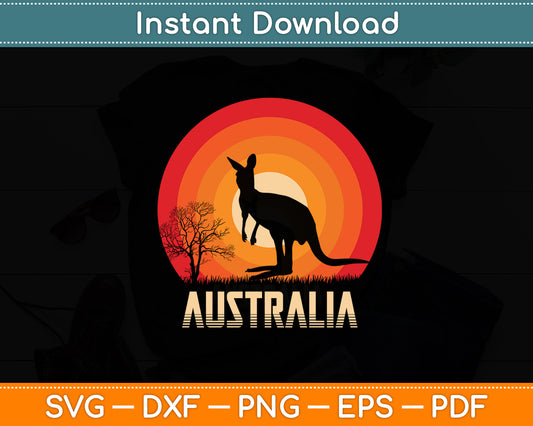 Kangaroo Aussie Zoo Animal Lover Retro Australia Svg Png Dxf Digital Cutting File