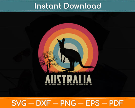 Kangaroo Aussie Zoo Animal Lover Retro Australia Svg Png Dxf Digital Cutting File