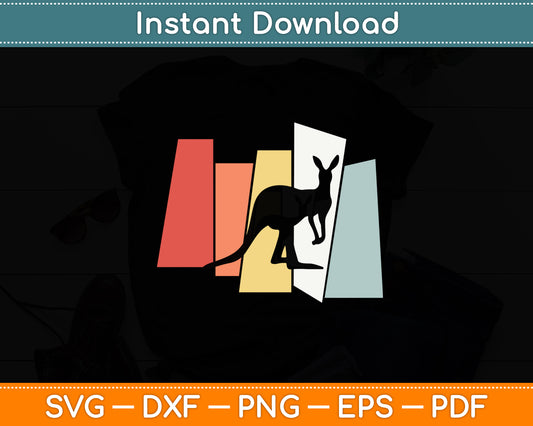 Kangaroo Australia Animal Lover Vintage Retro Svg Png Dxf Digital Cutting File