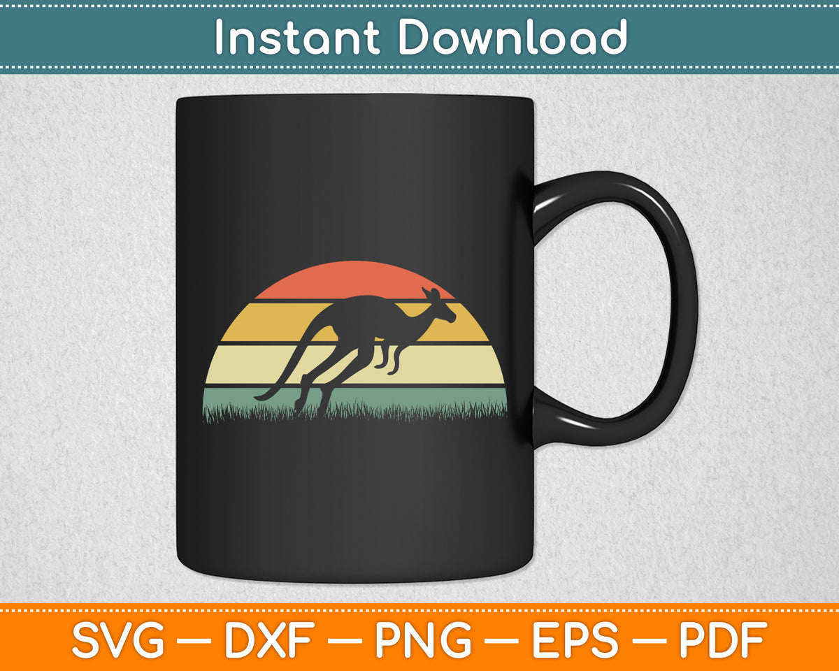 Kangaroo Australian Animal Lover Vintage Retro Svg Png Dxf Digital Cutting File