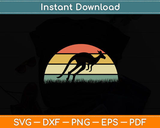 Kangaroo Australian Animal Lover Vintage Retro Svg Png Dxf Digital Cutting File