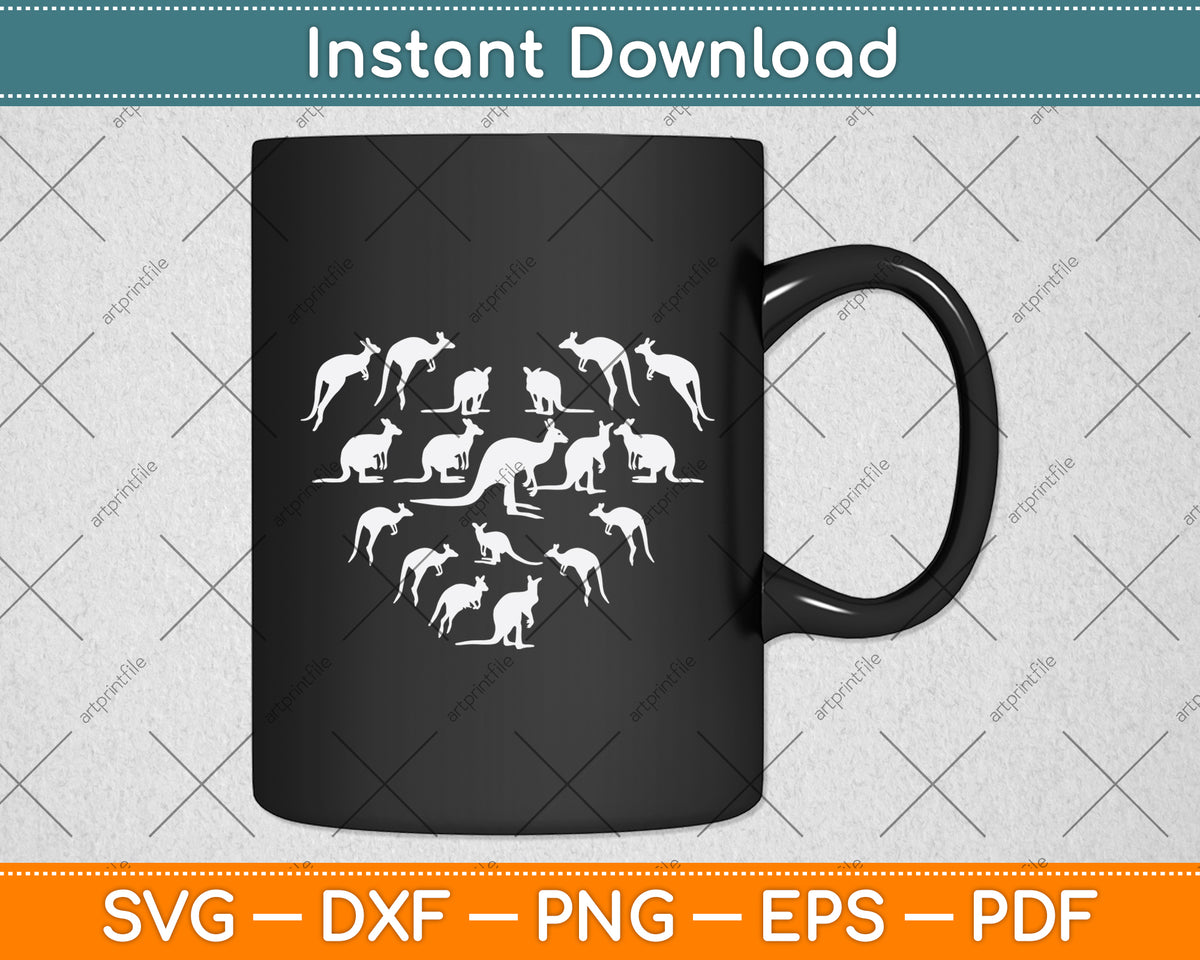 Kangaroo Heart Lovers Svg Png Dxf Digital Cutting File