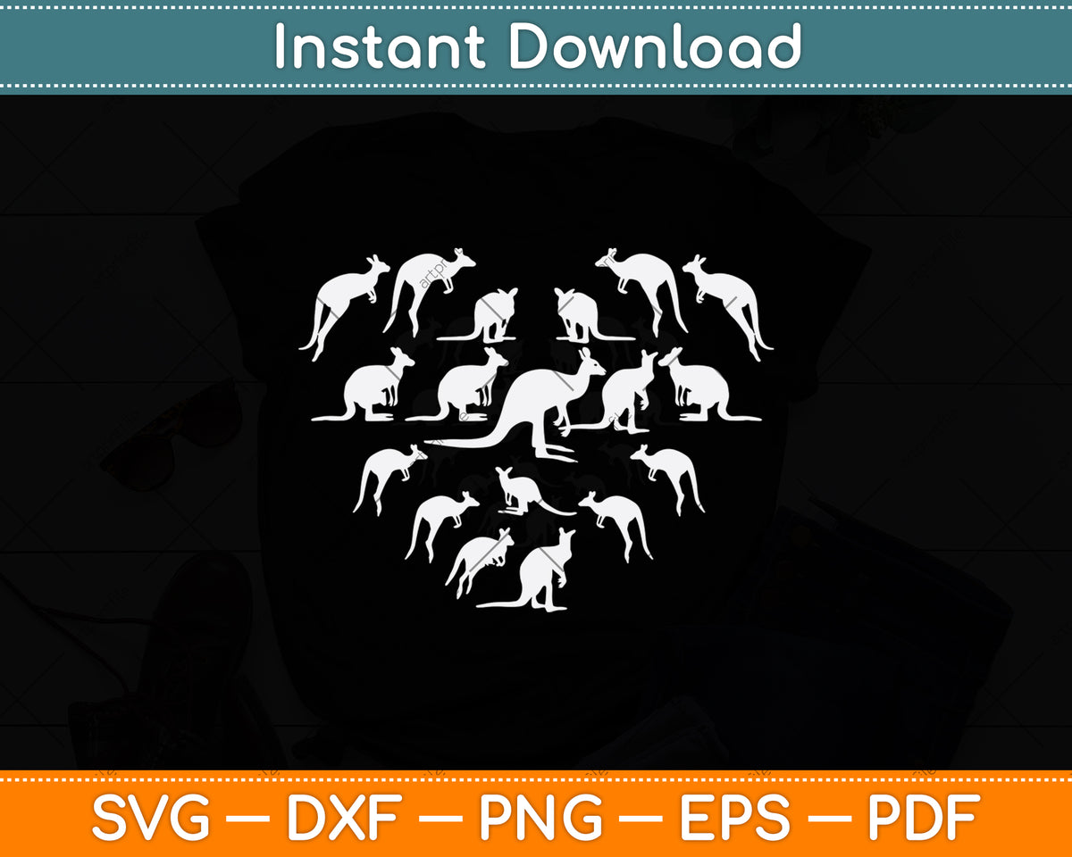 Kangaroo Heart Lovers Svg Png Dxf Digital Cutting File