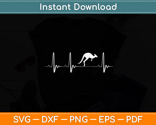 Kangaroo Heartbeat Love Animal Svg Png Dxf Digital Cutting File
