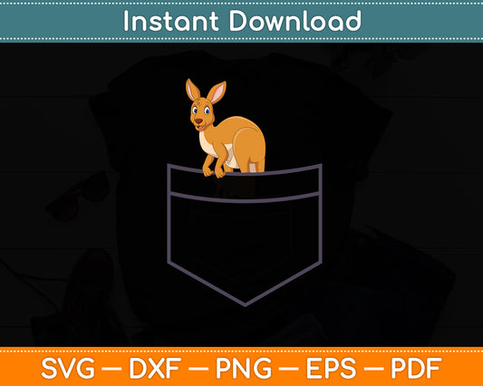 Kangaroo In Pocket Funny Animal Lover Svg Png Dxf Digital Cutting File