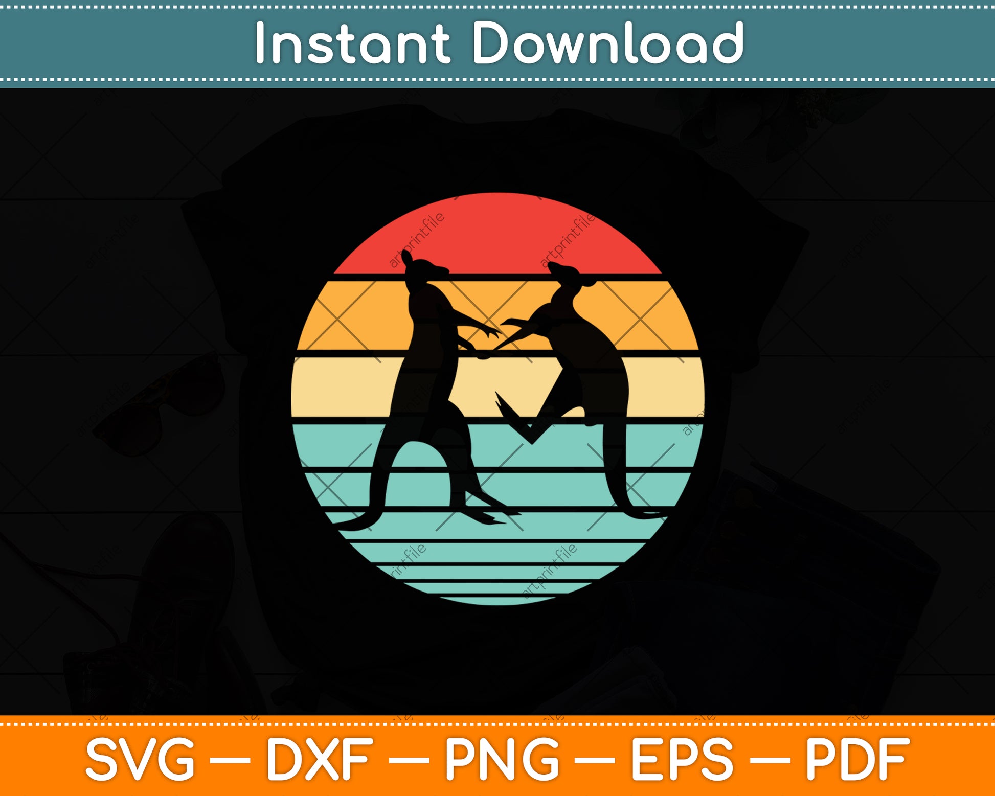 Kangaroo Lover Retro Vintage Svg Png Dxf Digital Cutting File