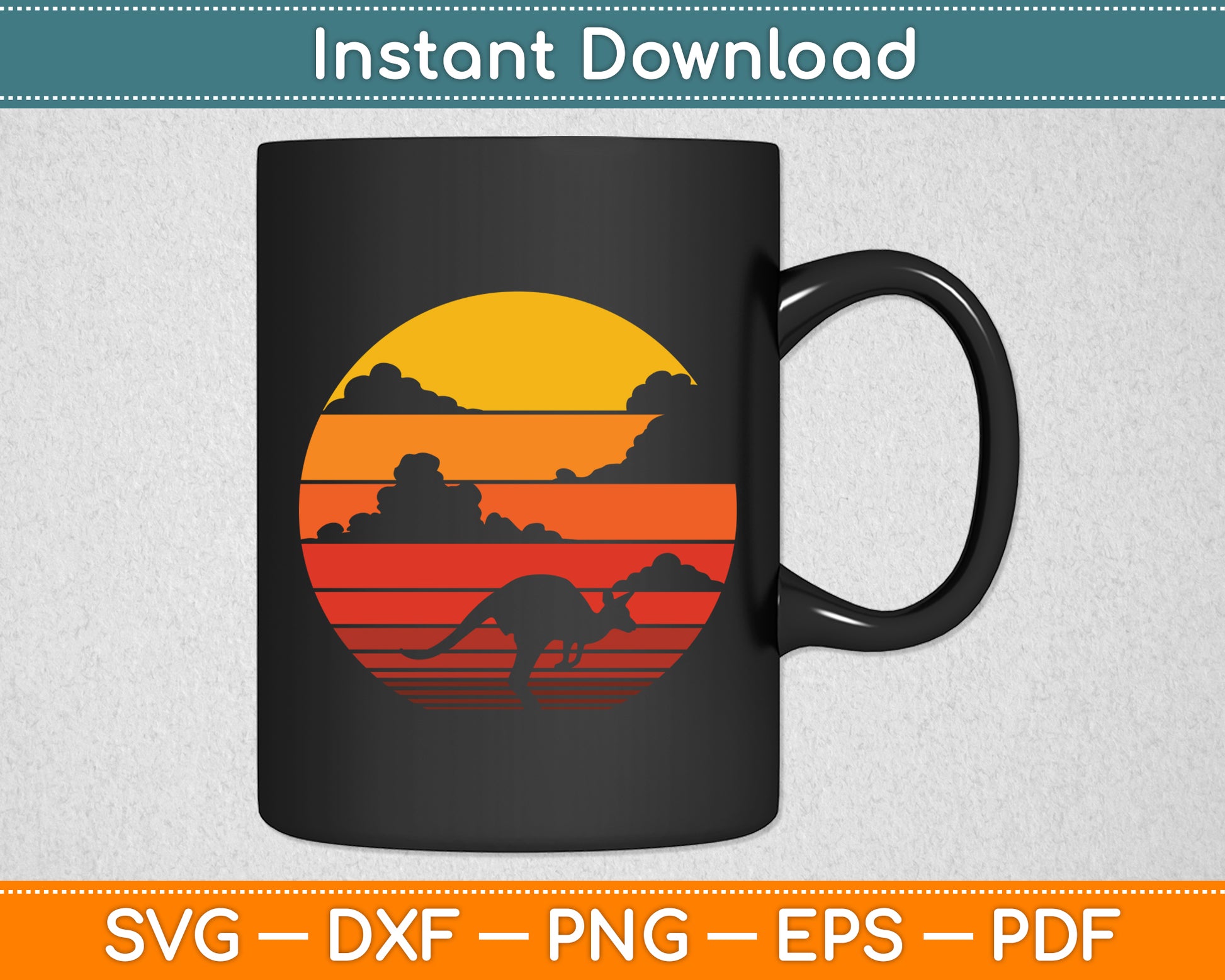 Kangaroo Retro Vintage 60s 70s Sunset Mammal Animal Lovers Svg Digital Cutting File