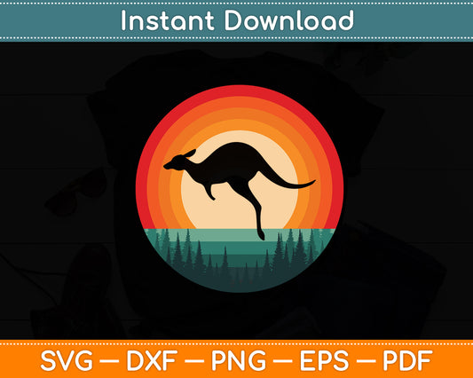 Kangaroo Retro Vintage 60s 70s Sunset kangaroo Mammal Animal Svg Digital Cutting File