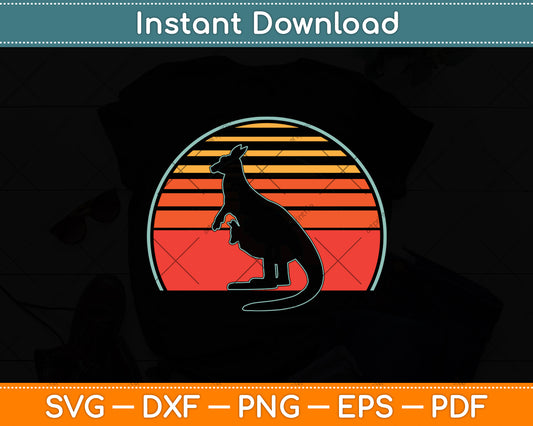 Kangaroo Retro Vintage 80s Style Svg Png Dxf Digital Cutting File