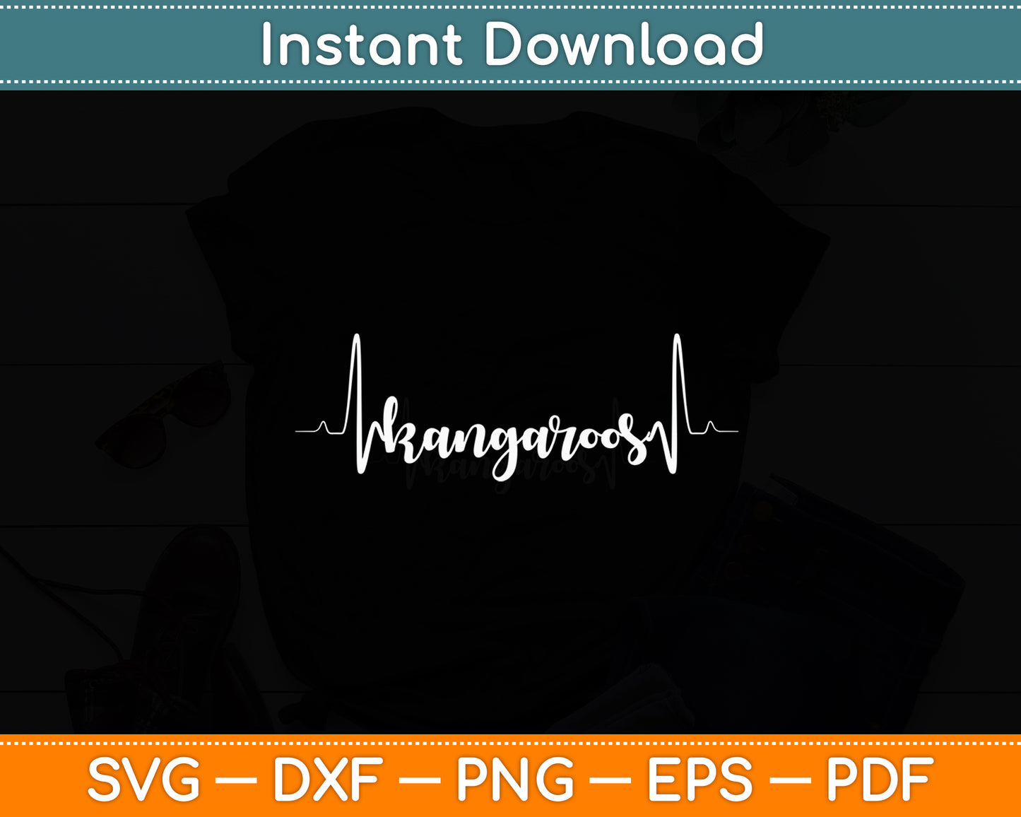 Kangaroos Love Kangaroos Heartbeat Heart Kangaroos Lover Svg Digital Cutting File