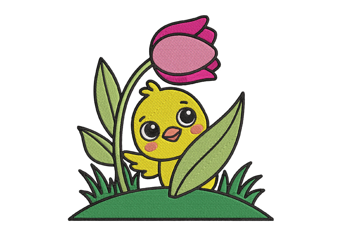 Kawaii Chick Tulip Embroidery