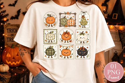 Kawaii Fall Pumpkin PNG Cute Pumpkin Patch Autumn Sublimation Design