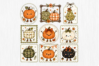 Kawaii Fall Pumpkin PNG Cute Pumpkin Patch Autumn Sublimation Design