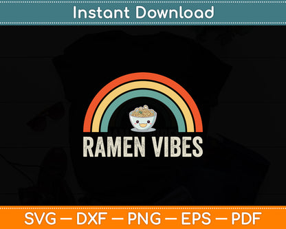 Kawaii Ramen Vibes Vintage Rainbow Svg Digital Cutting File