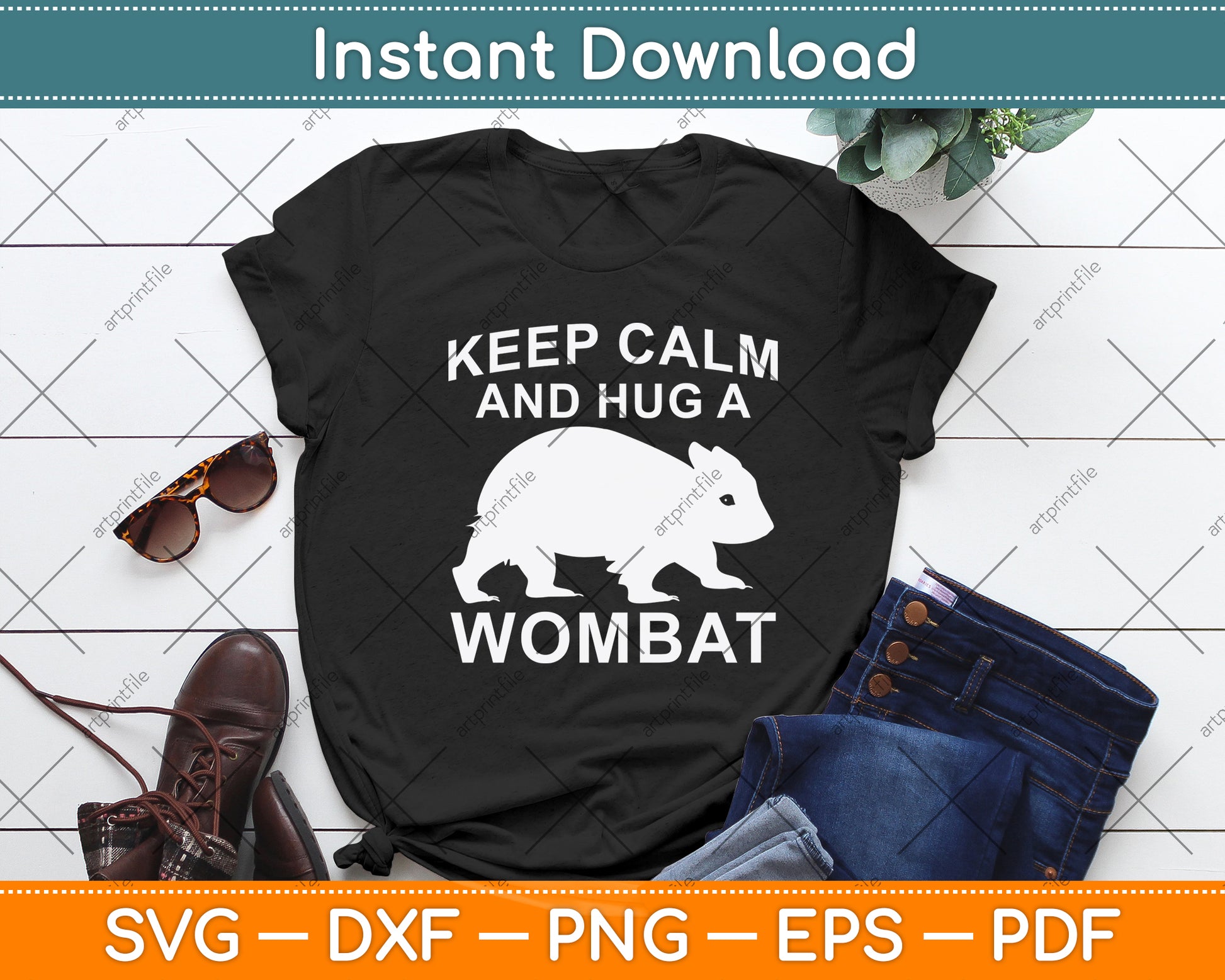 Keep Calm And Hug A Wombat Svg Png Dxf Digital Cutting File