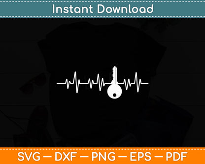 Key Heartbeat Funny Locksmith Locksmithing Funny Svg Digital Cutting File