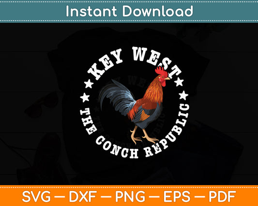 Key West The Conch Republic Vintage Rooster Svg Digital Cutting File