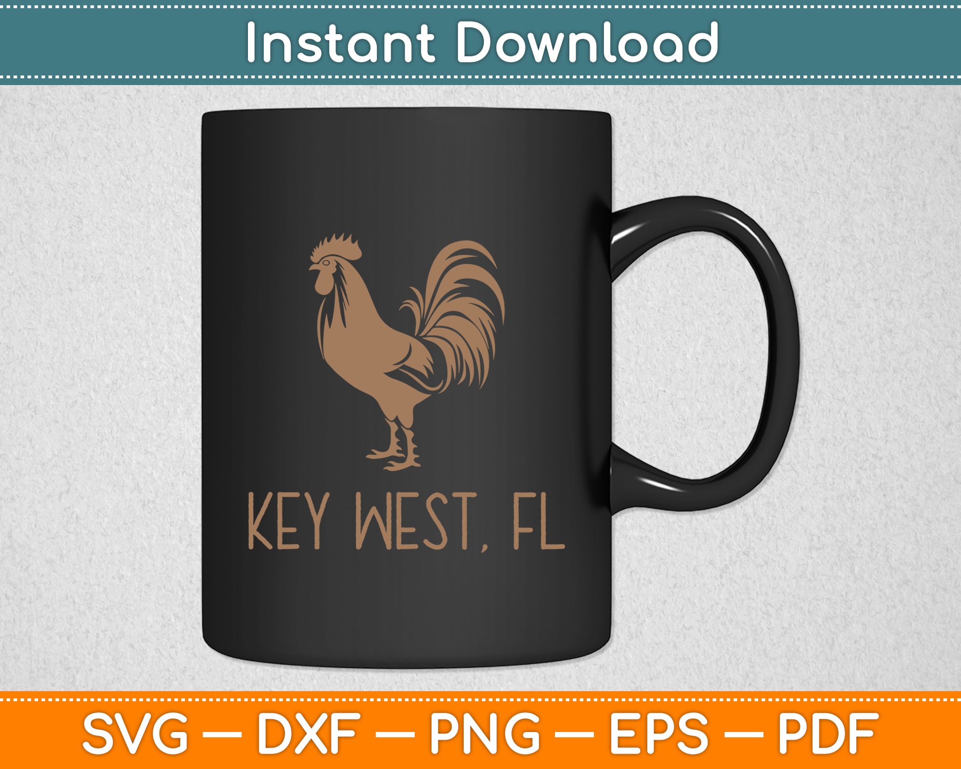 Key West FL Rooster Chicken Svg Png Dxf Digital Cutting File