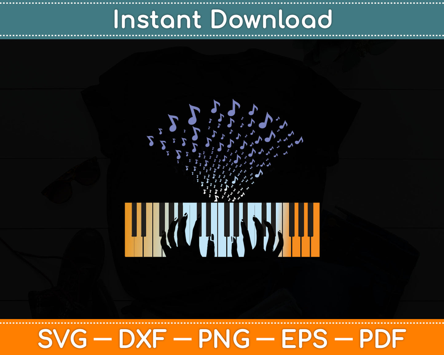 Keyboard Piano Gift for Men Women Kids Piano Lover Svg Digital Cutting File