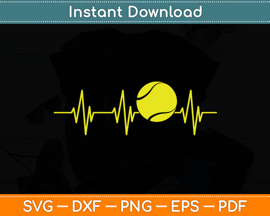 Kids Tennis Heartbeat Svg Digital Cutting File