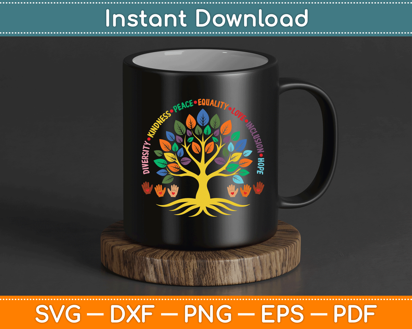 Kindness Peace Equality Love Inclusion Hope Diversity SVG Digital Cutting File