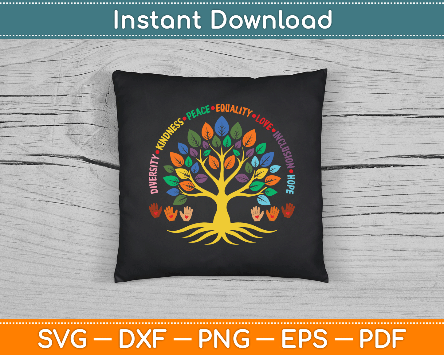 Kindness Peace Equality Love Inclusion Hope Diversity SVG Digital Cutting File