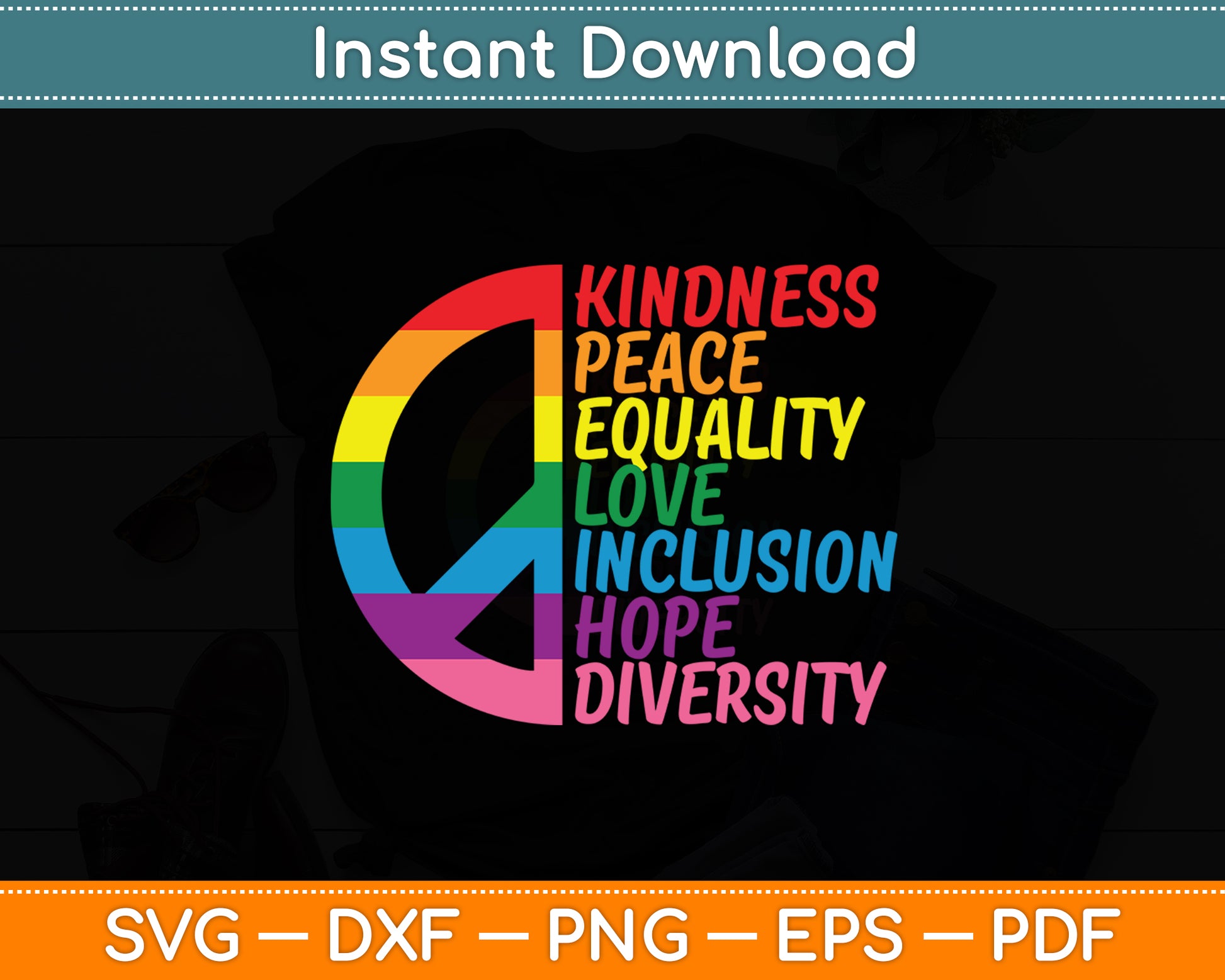 Kindness Peace Equality Love Inclusion Hope Diversity Svg Digital Cutting File