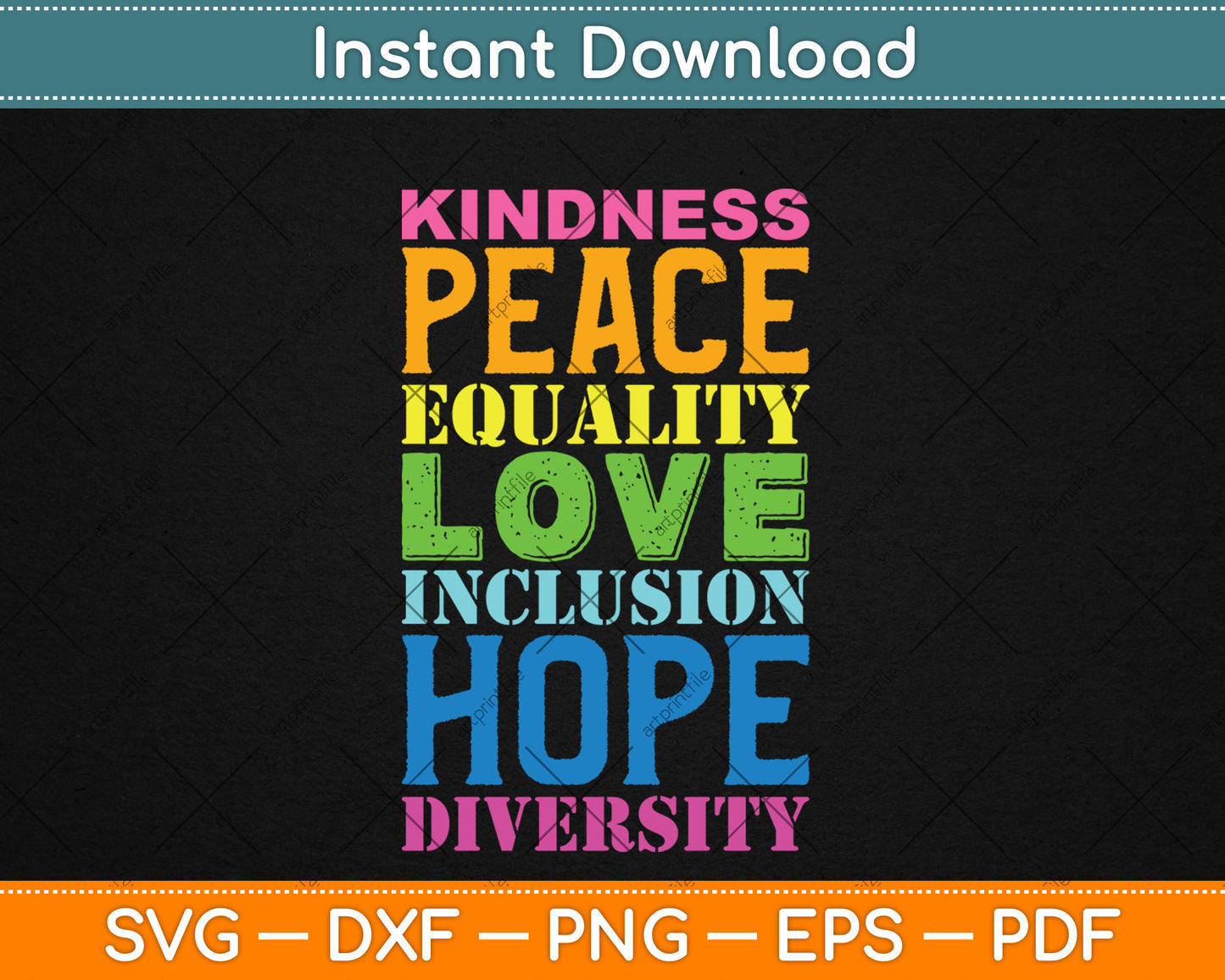 Kindness Peace Equality Love Inclusion Hope Diversity Svg Digital Cutting File