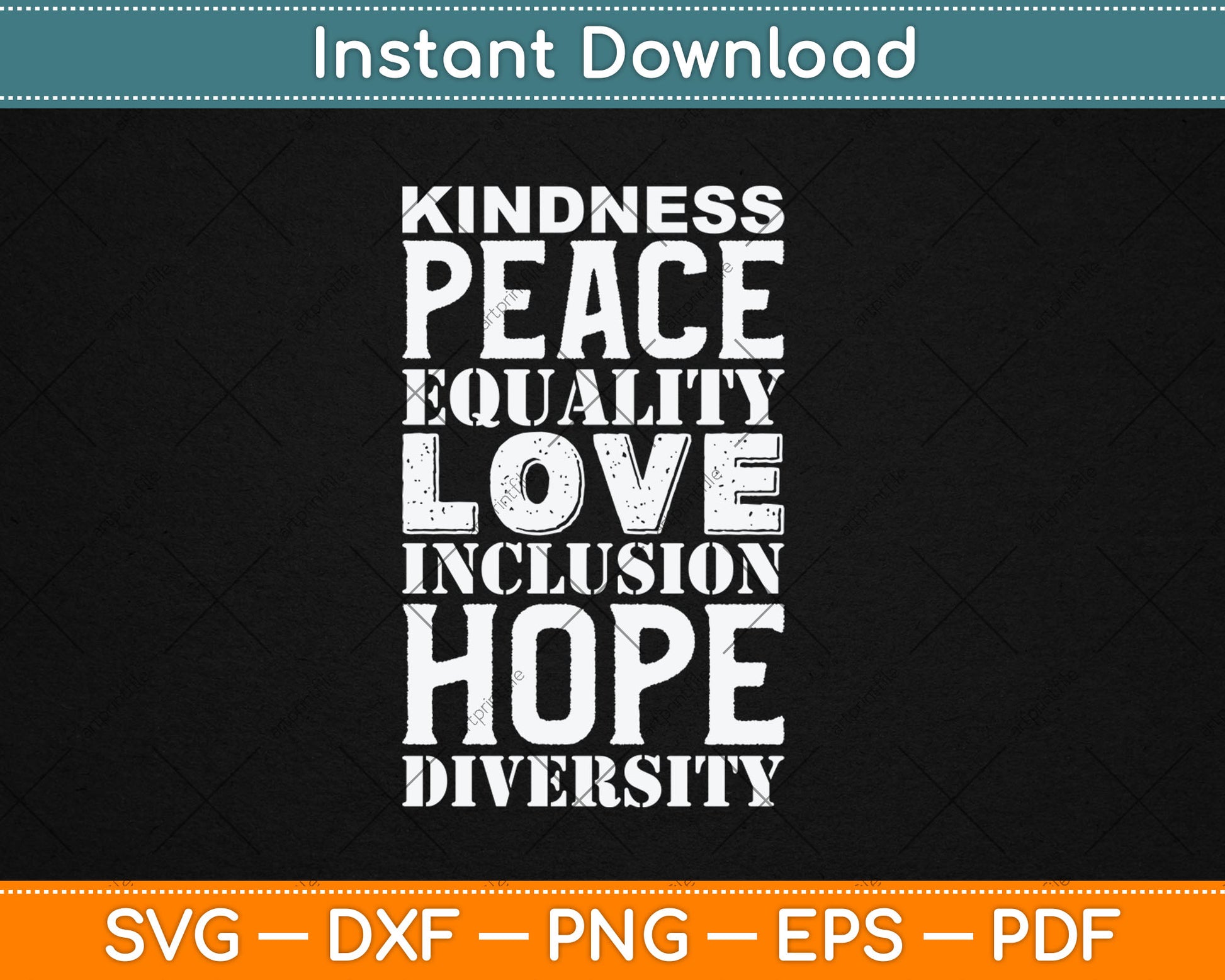 Kindness Peace Equality Love Inclusion Hope Diversity Svg Design Digital Cutting File