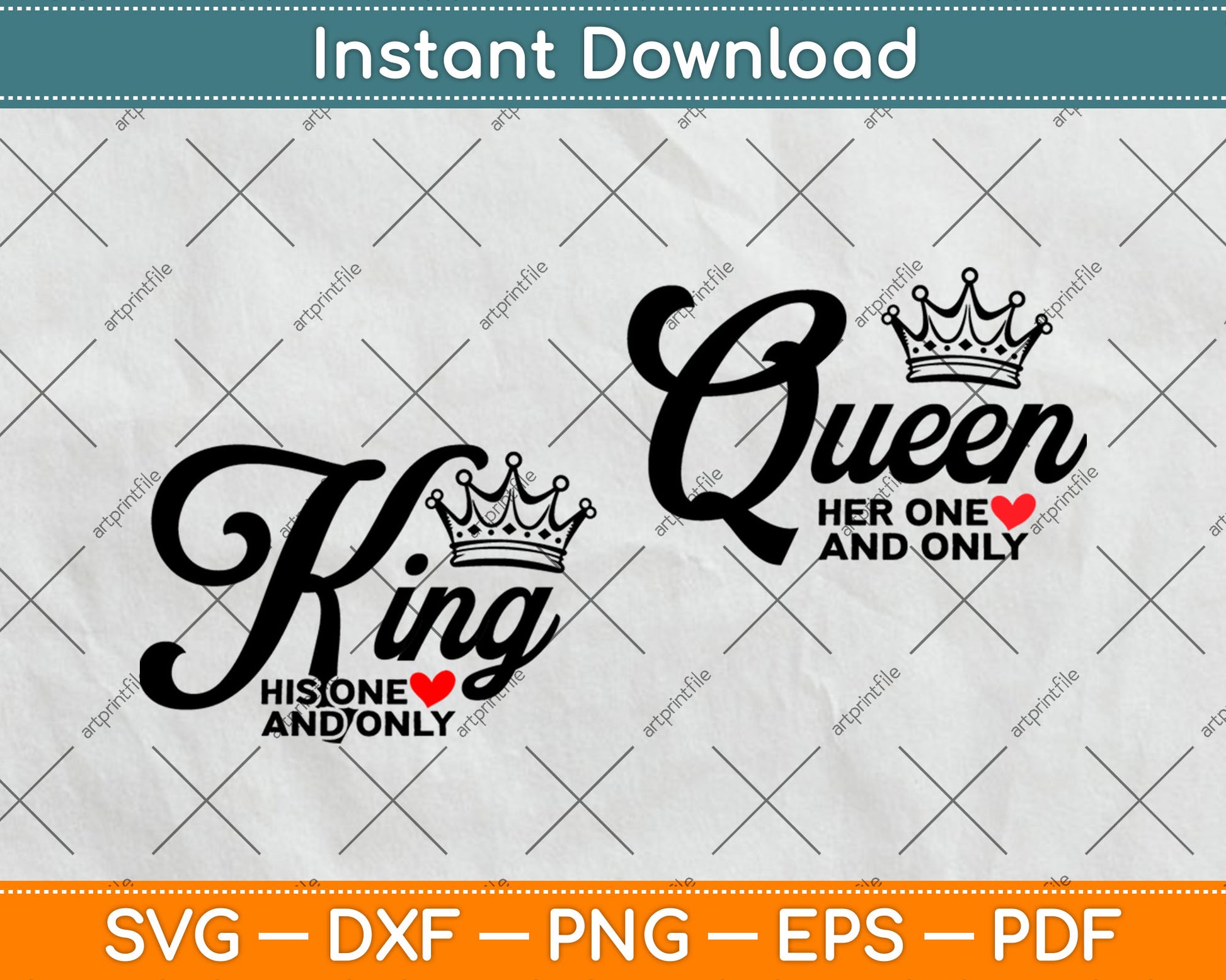 King And Queen Her One His One Svg Digital Cutting File