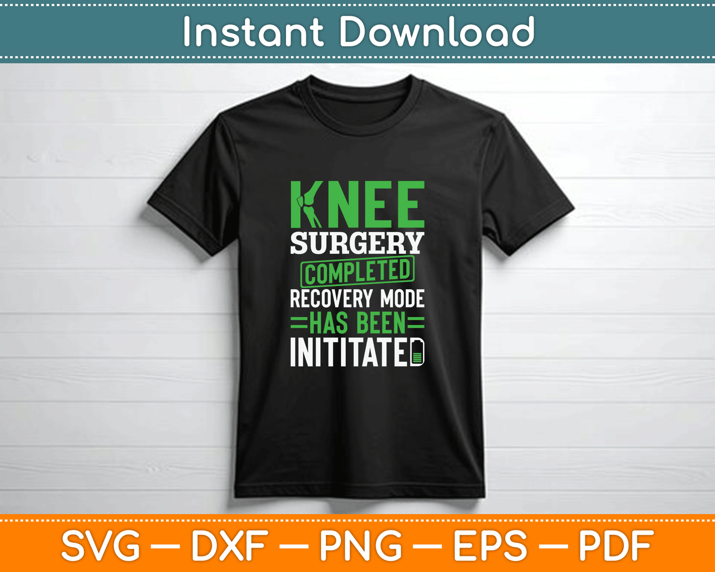 Knee surgery completed SVG design for physical therapy and recovery celebrations