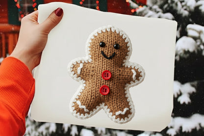 Cute Knitted Gingerbread Man Christmas PNG