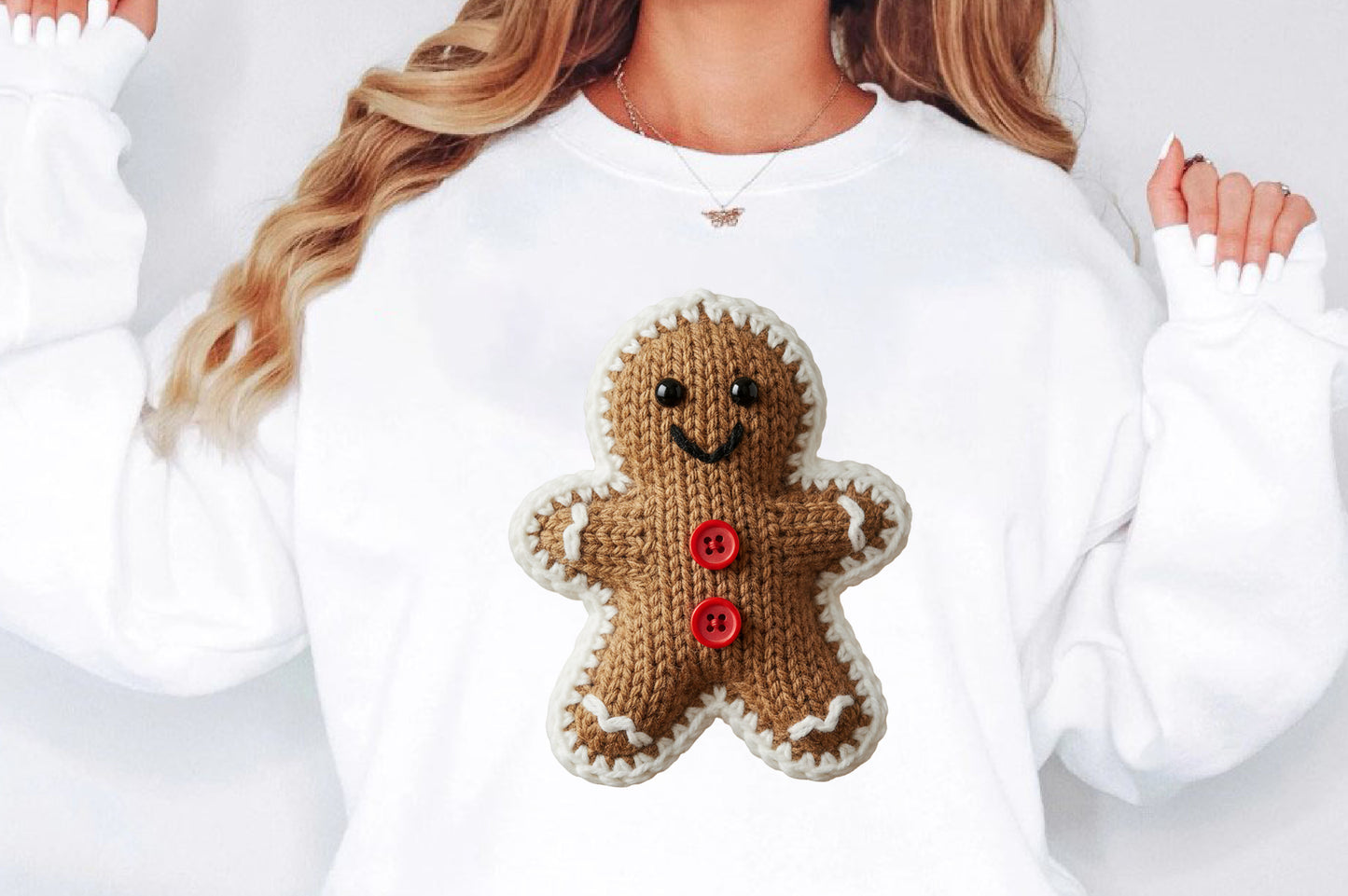 Cute Knitted Gingerbread Man Christmas PNG