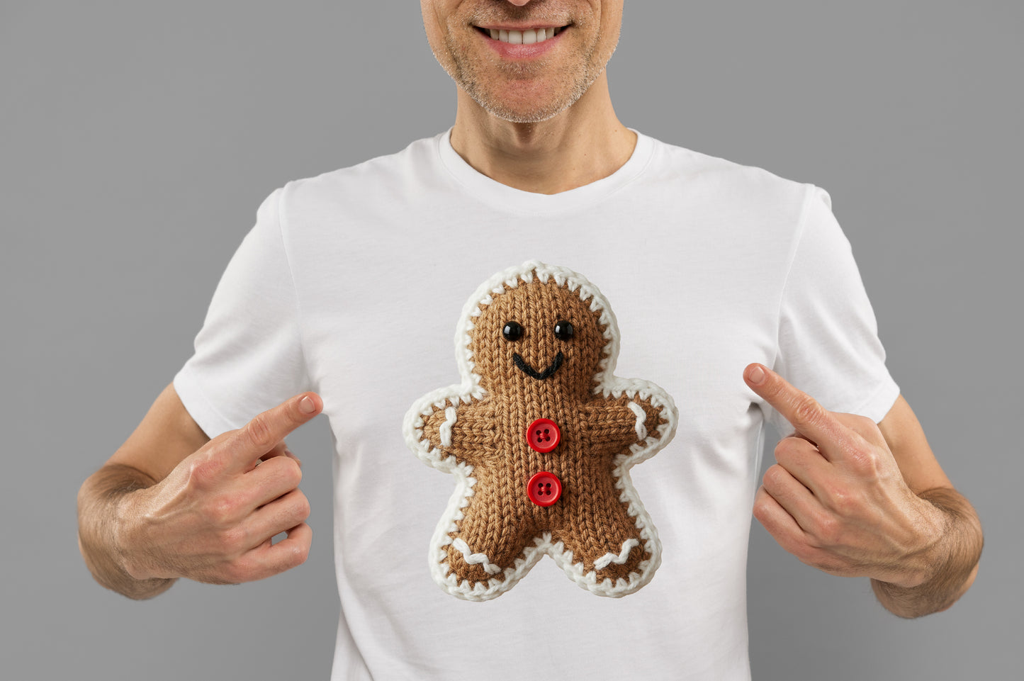 Cute Knitted Gingerbread Man Christmas PNG